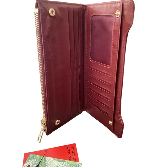 Badgley Mischka Maroon Quilted Wallet with Gold Accents - Picture 4 of 7